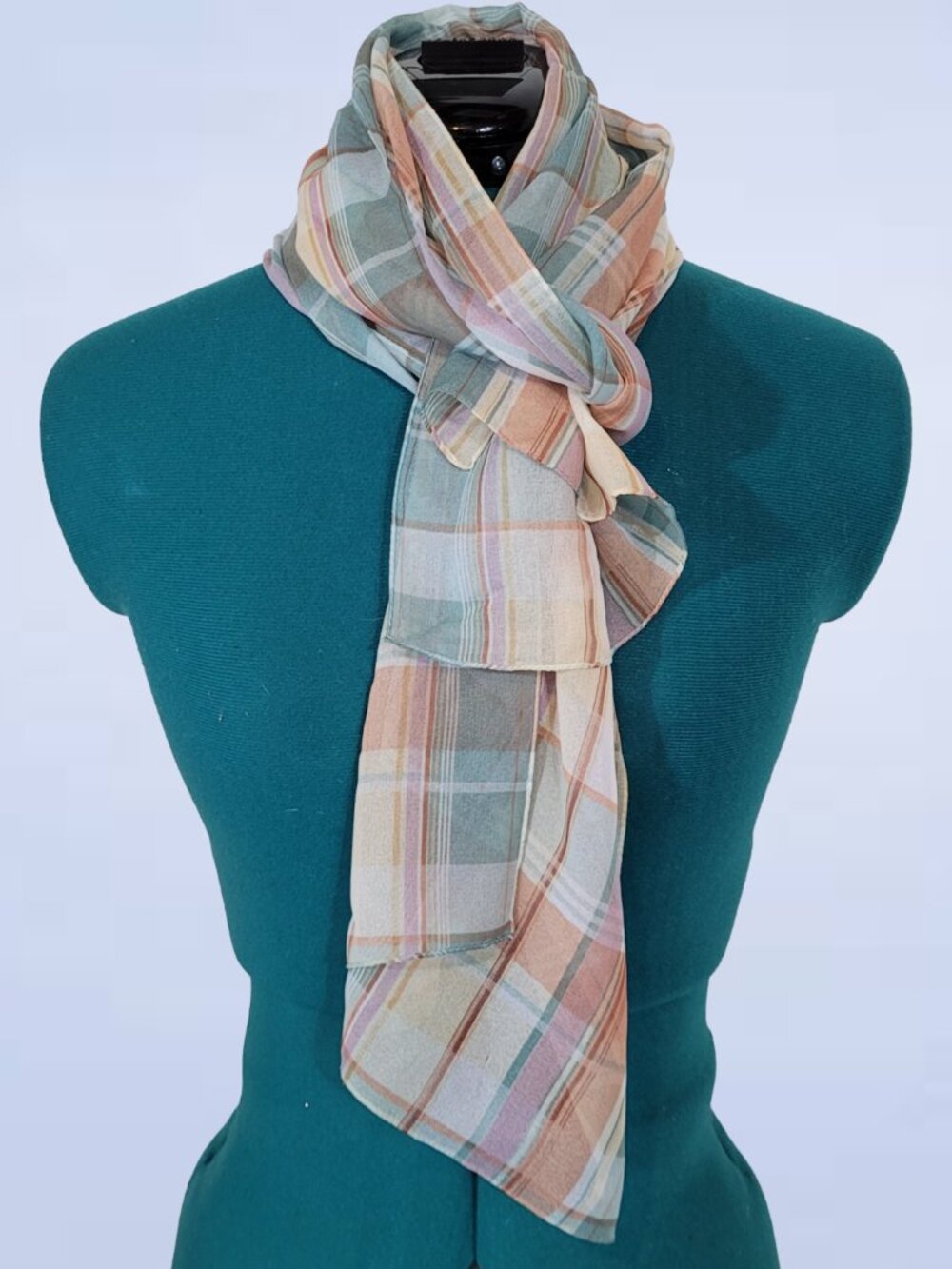 Lightweight, Multi-Color Plaid Scarf